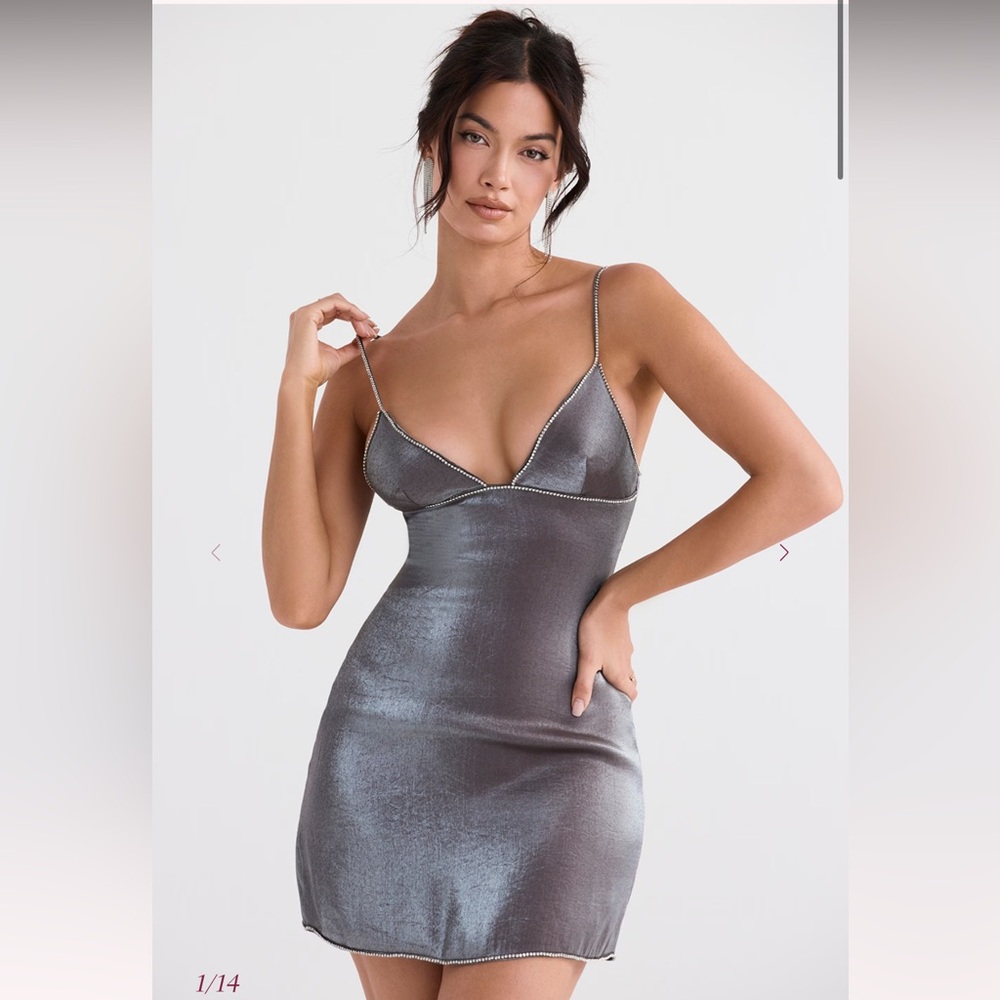 House of CB Maisie Graphite Iridescent Mini Dress Size L+